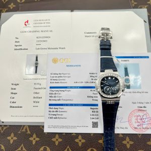 Đồng Hồ Patek Philippe Nautilus 5724G Đính Đá Moissanite Hong Kong Full Chức Năng PPF 40mm (8)