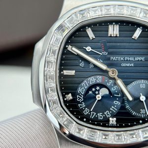 Đồng Hồ Patek Philippe Nautilus 5724G Đính Đá Moissanite Hong Kong Full Chức Năng PPF 40mm (8)