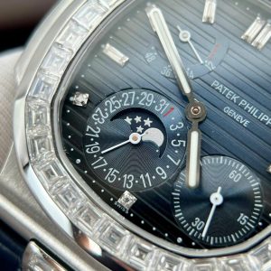 Đồng Hồ Patek Philippe Nautilus 5724G Đính Đá Moissanite Hong Kong Full Chức Năng PPF 40mm (8)