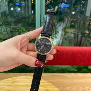 Đồng Hồ Rolex Automatic Nam Fake Máy Nhật Dây Da Màu Đen 39mm (1)