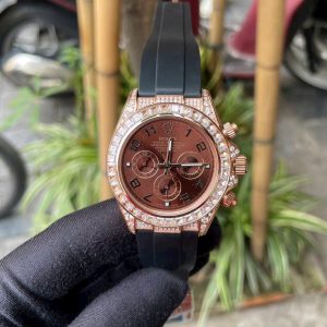 Đồng Hồ Rolex Daytona Fake Cao Cấp Máy Nhật Đính Đá Mặt Nâu 40mm (2)