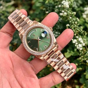Đồng Hồ Rolex Fake Thuỵ Sỹ Day-Date 228238 Mặt Xanh Olive 40mm (5)