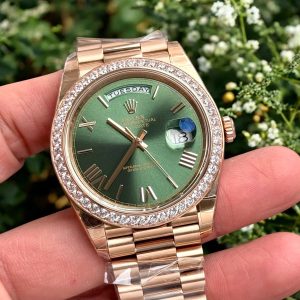 Đồng Hồ Rolex Fake Thuỵ Sỹ Day-Date 228238 Mặt Xanh Olive 40mm (5)