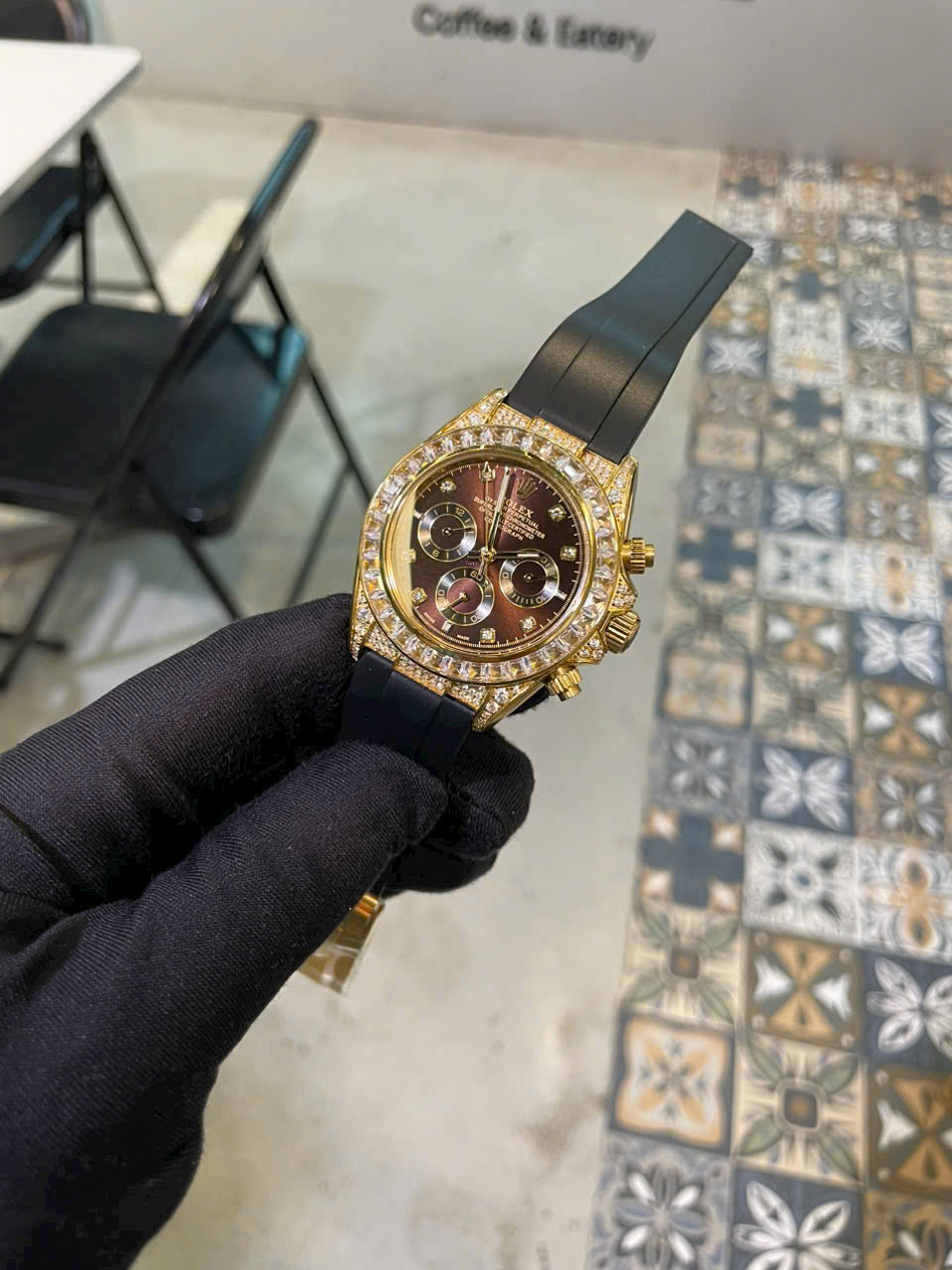 Đồng Hồ Rolex Nam Đính Full Đá Daytona Fake Máy Nhật Automatic 40mm (1) Đồng Hồ Rolex Nam Đính Full Đá Daytona Fake Máy Nhật Automatic 40mm (7)