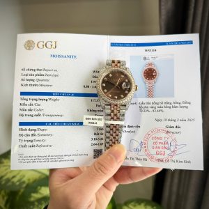 Đồng Hồ Rolex Nam Rep 11 DateJust 126331 Phủ Vàng 18K Đính Full Đá Moissanite 41mm (7)