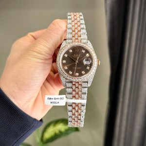 Đồng Hồ Rolex Nam Rep 11 DateJust 126331 Phủ Vàng 18K Đính Full Đá Moissanite 41mm (7)