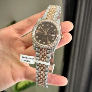 Đồng Hồ Rolex Nam Rep 11 DateJust 126331 Phủ Vàng 18K Đính Full Đá Moissanite 41mm (7)