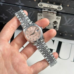 Đồng Hồ Rolex Rep 11 DateJust Mặt Hồng Cọc Số Đá Nhà Máy THB Nữ 31mm (1)