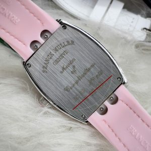 Đồng Hồ Franck Muller V32 Nữ Đính Đá Trái Tim Dây Cao Su Màu Hồng Siêu Cấp 36mm (1)