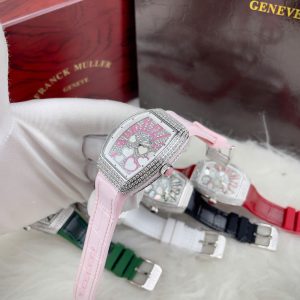 Dong Ho Franck Muller V32 Nu Dinh Da Trai Tim Day Cao Su Mau Hong Sieu Cap 36mm 6