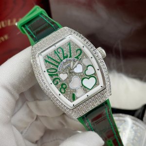 Dong Ho Franck Muller V32 Nu Dinh Da Trai Tim Day Cao Su Mau Xanh La Sieu Cap 36mm 4