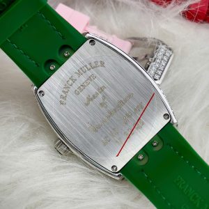 Đồng Hồ Franck Muller V32 Nữ Đính Đá Trái Tim Dây Cao Su Màu Xanh Lá Siêu Cấp 36mm (6)