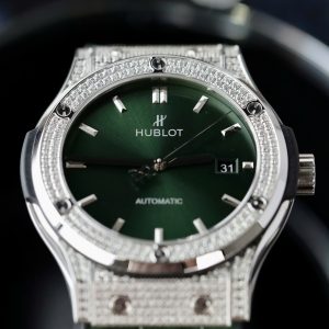 Đồng Hồ Hublot Nam Rep 11 Đính Đá Màu Xanh Lá Cây Nhà Máy HB 42mm (1)