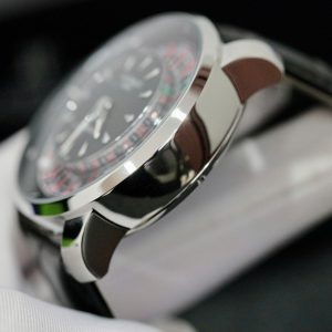Đồng Hồ Jacob & Co Rep 11 Casino Roulette Màu Thép Trắng Dây Da Màu Đen 44mm (4)