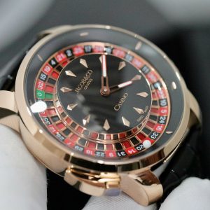 Đồng Hồ Jacob & Co Rep 11 Casino Roulette Màu Vàng Hồng Dây Da Màu Đen 44mm (3)