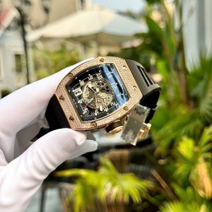 Đồng Hồ Richard Mille RM010 Đính Đá Màu Vàng Hồng Replica Cao Cấp 40mm (1)