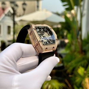 Đồng Hồ Richard Mille RM010 Đính Đá Màu Vàng Hồng Replica Cao Cấp 40mm (1)