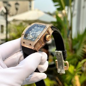 Đồng Hồ Richard Mille RM010 Đính Đá Màu Vàng Hồng Replica Cao Cấp 40mm (1)