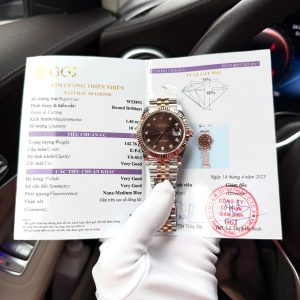 Đồng Hồ Rolex Chế Tác DateJust Bọc Vàng Thật Cọc Số Kim Cương Tự Nhiên GMF 41mm (4)