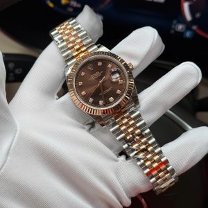 Đồng Hồ Rolex Chế Tác DateJust Bọc Vàng Thật Cọc Số Kim Cương Tự Nhiên GMF 41mm (4)