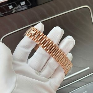 Đồng Hồ Rolex Chế Tác Day-Date Bọc Vàng Thật Mặt Số Chocolate 187 Grams Xưởng QF 40mm (1)