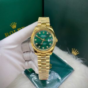 Đồng Hồ Rolex Fake Máy Cơ Nhật DateJust Mặt Xanh Lá Cây Cọc Số Đính Đá 41mm (5)