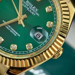 Dong Ho Rolex Fake May Co Nhat DateJust Mat Xanh La Cay Coc So Dinh Da 41mm 7