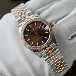 Đồng Hồ Rolex Rep 1 1 DateJust Nữ Đính Đá Mặt Chocolate Nhà Máy GS 31mm (9)