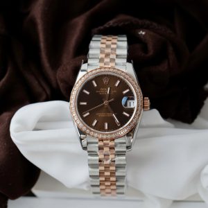 Đồng Hồ Rolex Rep 1 1 DateJust Nữ Đính Đá Mặt Chocolate Nhà Máy GS 31mm (9)