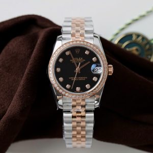 Đồng Hồ Rolex Rep 1 1 DateJust Nữ Đính Đá Mặt Đen Nhà Máy GS 31mm (9)