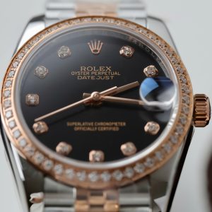 Đồng Hồ Rolex Rep 1 1 DateJust Nữ Đính Đá Mặt Đen Nhà Máy GS 31mm (9)