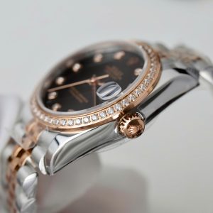 Đồng Hồ Rolex Rep 1 1 DateJust Nữ Đính Đá Mặt Đen Nhà Máy GS 31mm (9)