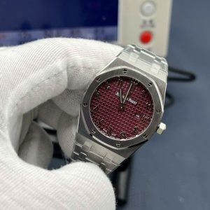 Đồng Hồ Audemars Piguet Royal Oak Dark Pink Cọc Số Ả Rập Replica 11 Máy Pin 33mm (6)