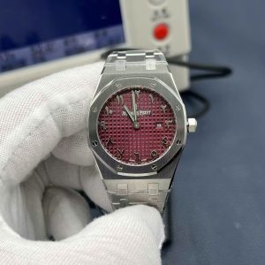 Đồng Hồ Audemars Piguet Royal Oak Dark Pink Cọc Số Ả Rập Replica 11 Máy Pin 33mm (6)