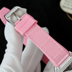 Dong Ho Franck Muller Nu Sieu Cap Vanguard V32 Dinh Full Da Day Cao Su Mau Hong 36mm 2