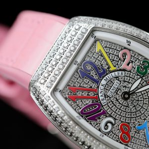 Dong Ho Franck Muller Nu Sieu Cap Vanguard V32 Dinh Full Da Day Cao Su Mau Hong 36mm 8