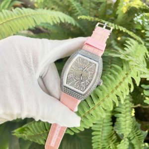 Đồng Hồ Franck Muller Vanguard V32 Nữ Đính Full Đá Màu Hồng Fake Máy Nhật 36mm (5)