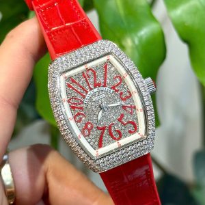 Đồng Hồ Franck Muller Vanguard V32 Nữ Đính Full Đá Màu Trắng Máy Pin Nhật 36mm (12)