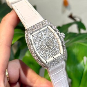 Đồng Hồ Franck Muller Vanguard V32 Nữ Đính Full Đá Màu Trắng Máy Pin Nhật 36mm (1)