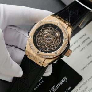 Đồng Hồ Hublot Fake 11 Sang Bleu King Gold Đính Đá Nhà Máy HB 44mm (10)