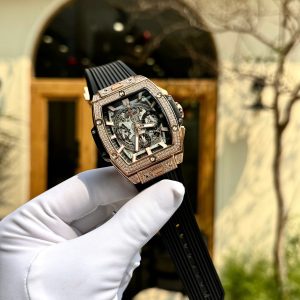 Đồng Hồ Hublot Fake Cao Cấp Spirit Of Big Bang King Gold Đính Full Đá Xưởng HB 45mm (2)