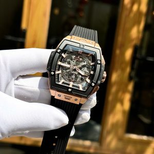 Đồng Hồ Hublot Fake Cao Cấp Spirit Of Big Bang King Gold Viền Đen Xưởng HB 45mm (5)