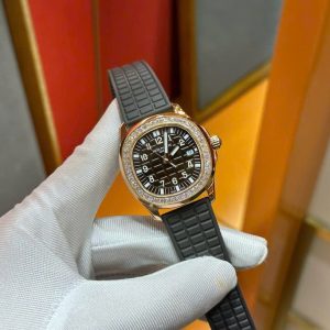 Đồng Hồ Patek Philippe Chế Tác Aquanaut 5067 Dây Cao Su Viền Đính Đá Màu Nâu PPF 35,6mm (3)