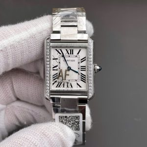 Đồng Hồ Cartier Replica 11 Tank Diamonds Nam Đính Đá Máy Pin Nhà Máy AF 31x40mm (1)