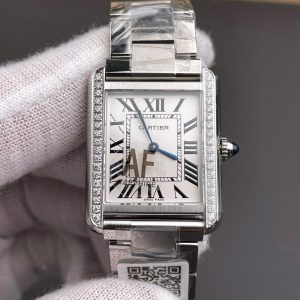 Dong Ho Cartier Replica 11 Tank Diamonds Nam Dinh Da May Pin Nha May AF 31x40mm 8