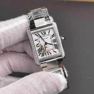Đồng Hồ Cartier Replica 11 Tank Diamonds Nam Đính Đá Máy Pin Nhà Máy AF 31x40mm (1)