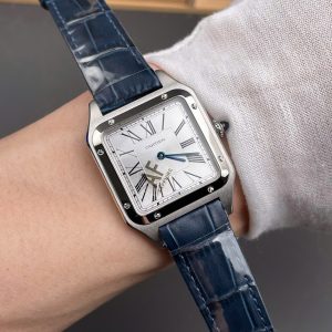 Đồng Hồ Cartier Replica Cao Cấp Santos Dumont WSSA0022 Nam Dây Da Màu Xanh Dương AF 43,5mm (7)
