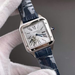 Đồng Hồ Cartier Replica Cao Cấp Santos Dumont WSSA0022 Nam Dây Da Màu Xanh Dương AF 43,5mm (7)