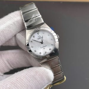 Đồng Hồ Omega Rep 11 Constellation Mặt Số Xà Cừ Đính Đá Máy Cơ Automatic 28mm (1)