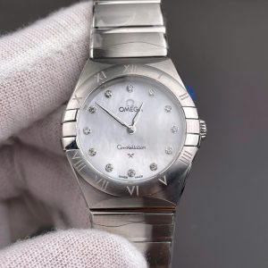 Đồng Hồ Omega Rep 11 Constellation Mặt Số Xà Cừ Đính Đá Máy Cơ Automatic 28mm (1)